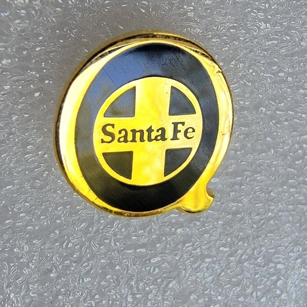 Vintage Santa Fe Railway Lapel Pin Gold Black Enamel Railroad Logo Service Award